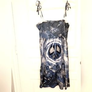 Exist Peace Sign Dress Boho Hippie Sundress Beach Cover-up